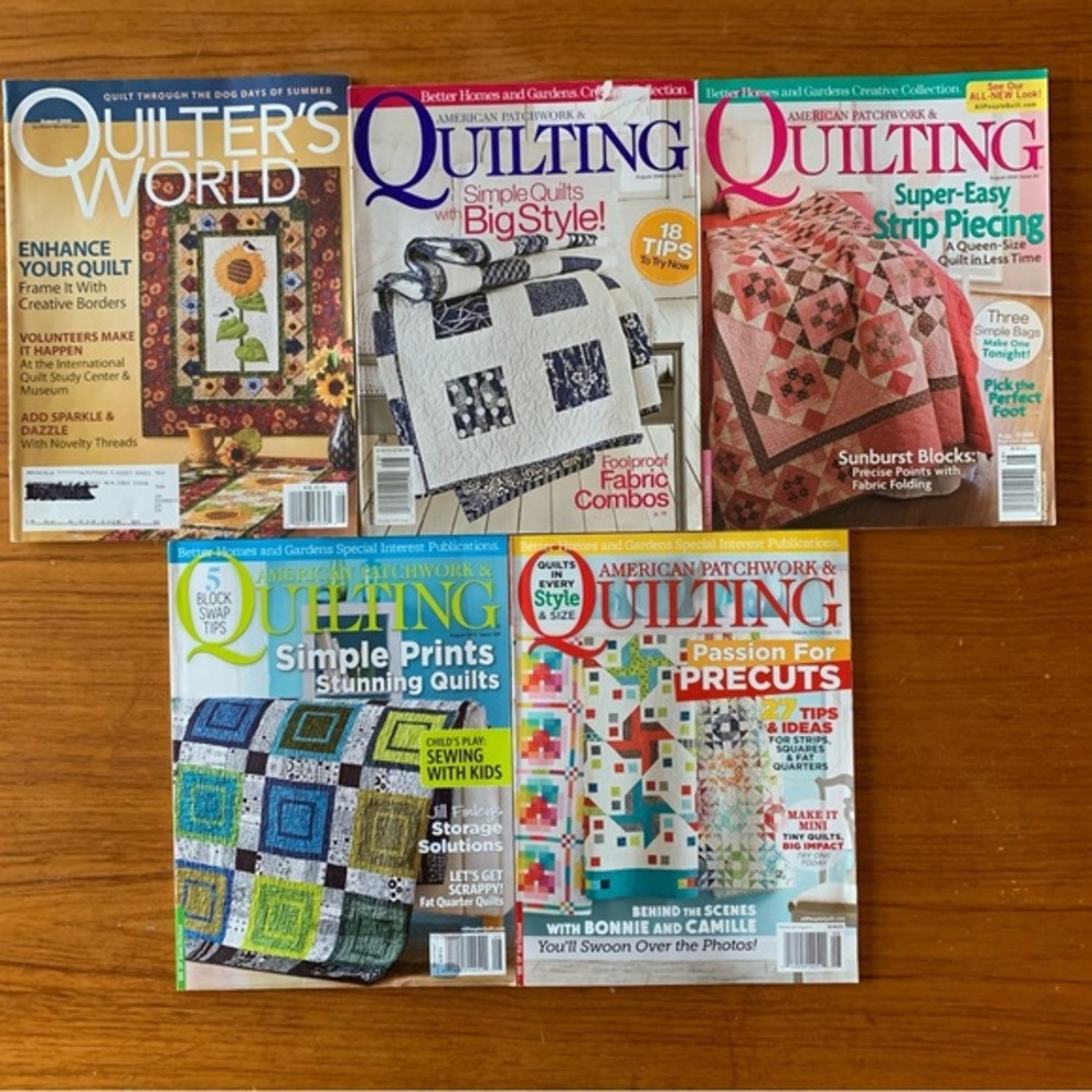 5 “August” Quilting Magazines.
